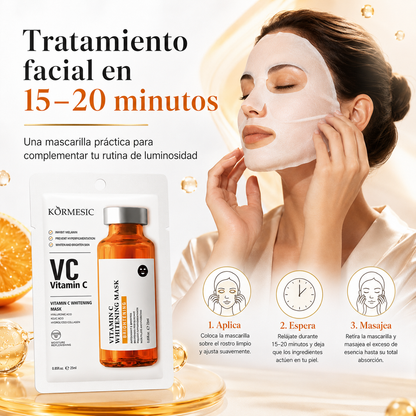 Mascarilla Facial KORMESIC Vitamina C y Ácido Kójico 25 ml | Iluminadora, Hidratante y Tono Uniforme