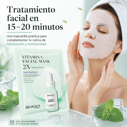 Mascarilla Facial BIOAQUA con Vitamina C 30g | Hidratante, Iluminadora, Poros Refinados y Piel Radiante