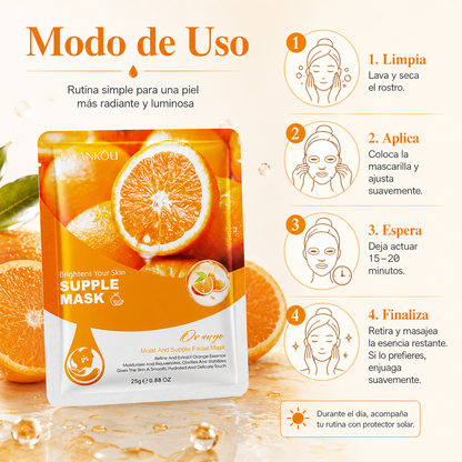 Mascarilla Facial Iluminadora de Naranja Fayankou 25g | Vitamina C Estabilizada, Niacinamida e Hialuronato