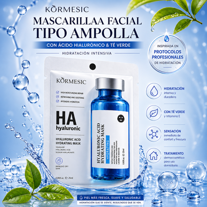 Mascarilla Facial con Ácido Hialurónico y Té Verde | Hidratación Intensiva 25ml