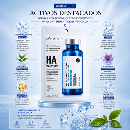 Mascarilla Facial con Ácido Hialurónico y Té Verde | Hidratación Intensiva 25ml