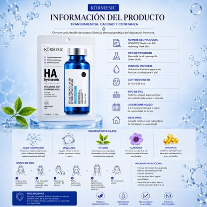 Mascarilla Facial con Ácido Hialurónico y Té Verde | Hidratación Intensiva 25ml