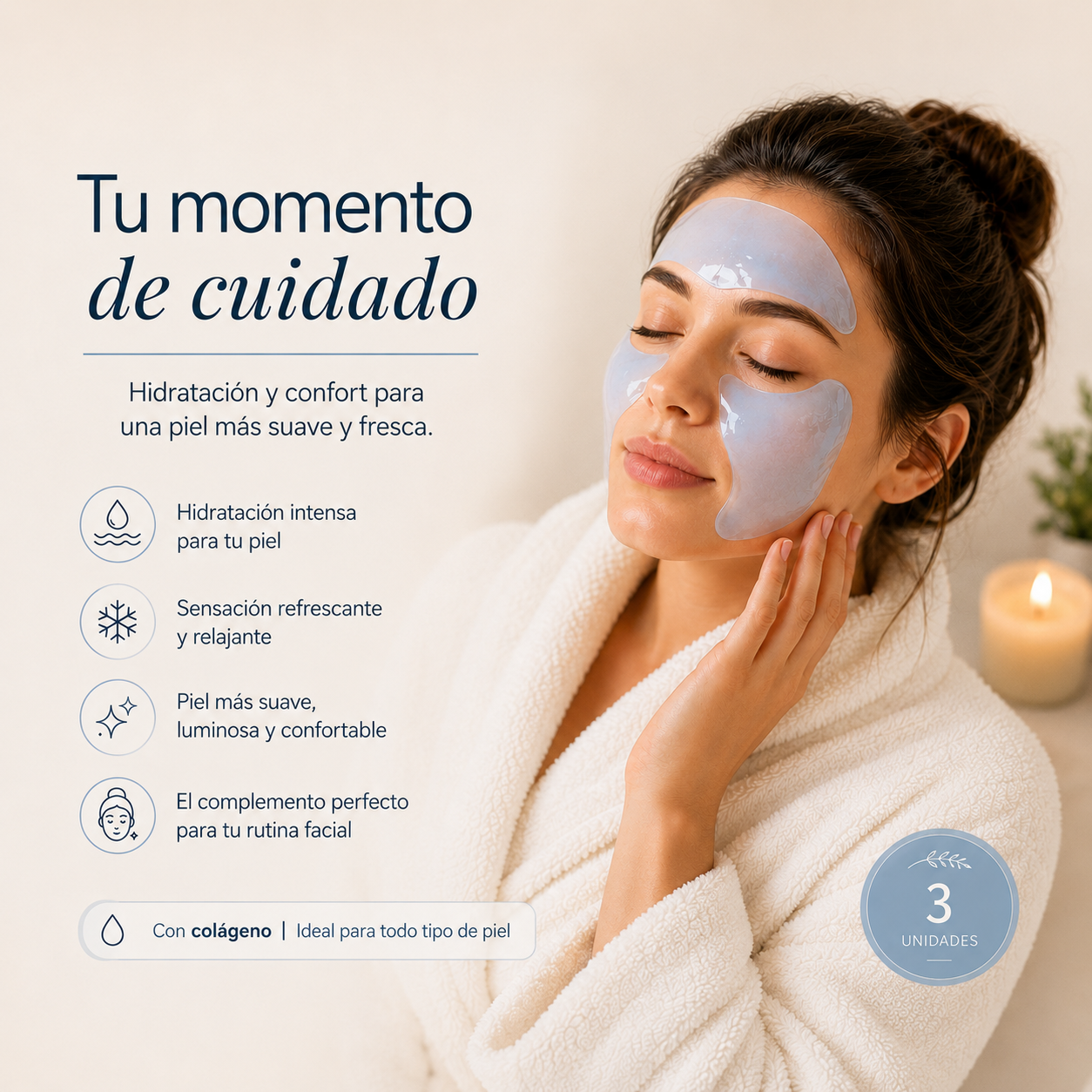 Mascarilla Facial Hidratante con Colágeno | Pack 3 Unidades