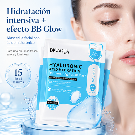 Mascarilla Facial Hidratante con Ácido Hialurónico | Hidratación Intensiva y Efecto BB Glow