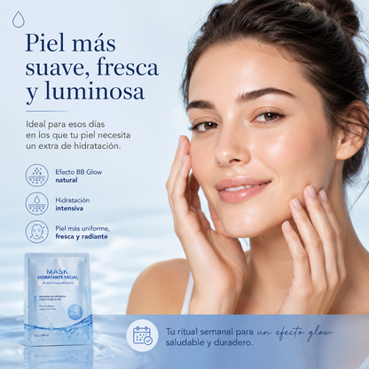 Mascarilla Facial Hidratante con Ácido Hialurónico | Hidratación Intensiva y Efecto BB Glow