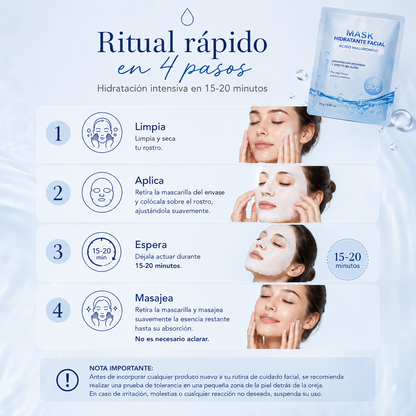 Mascarilla Facial Hidratante con Ácido Hialurónico | Hidratación Intensiva y Efecto BB Glow