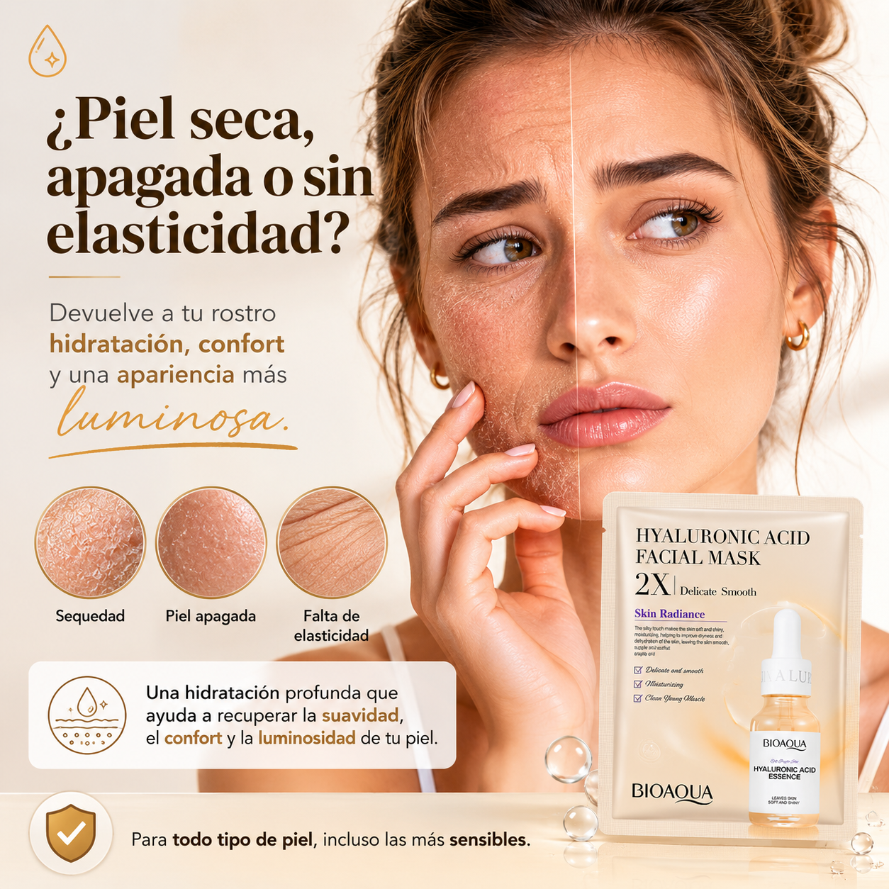 Mascarilla Facial de Ácido Hialurónico 30 g | Hidratación Intensiva y Efecto Piel Radiante
