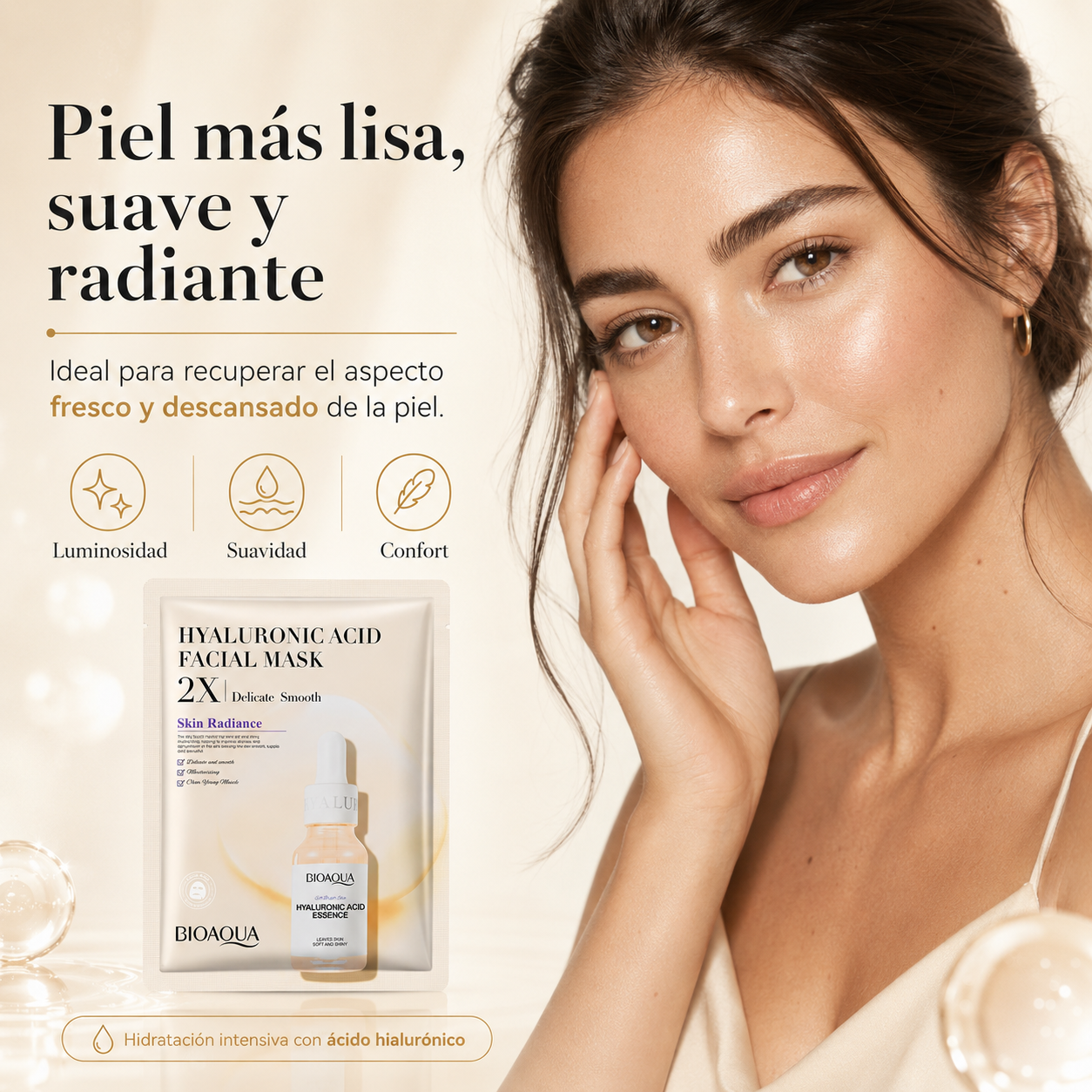 Mascarilla Facial de Ácido Hialurónico 30 g | Hidratación Intensiva y Efecto Piel Radiante