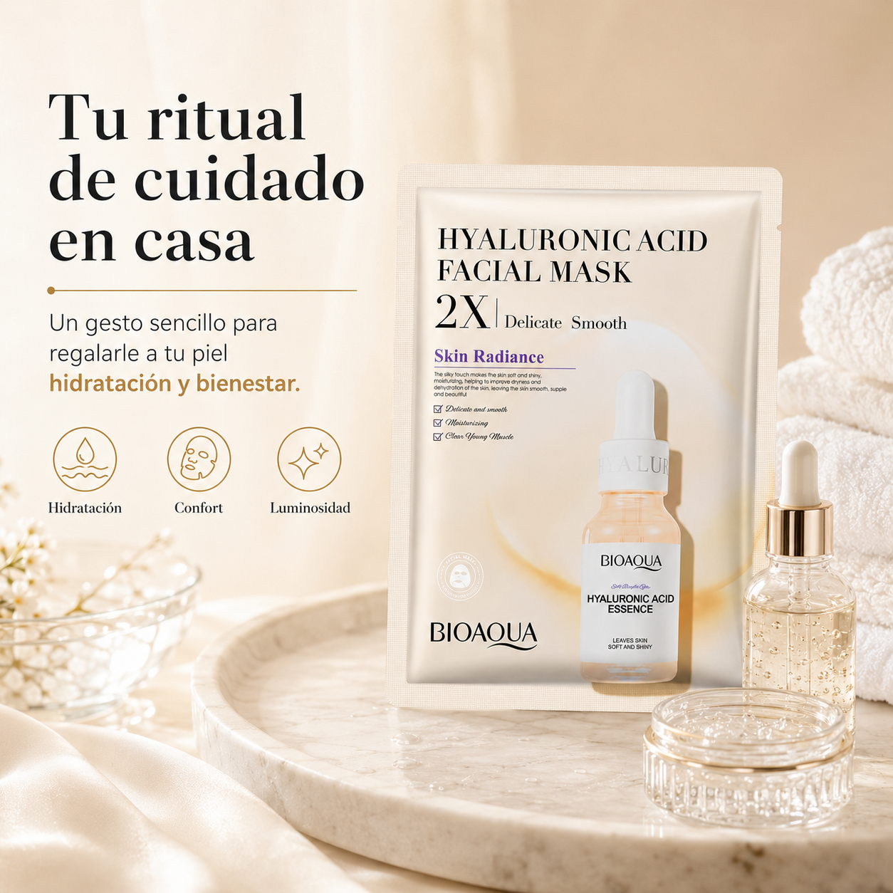 Mascarilla Facial de Ácido Hialurónico 30 g | Hidratación Intensiva y Efecto Piel Radiante