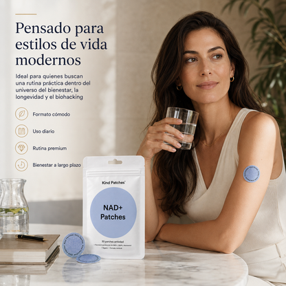 Kind Patches NAD+ | Patches Antiedad Pack de 2 Embalagens con NMN, Resveratrol, NAC, Lion’s Mane y Cordyceps – 60 Parches para Bienestar Celular y Biohacking