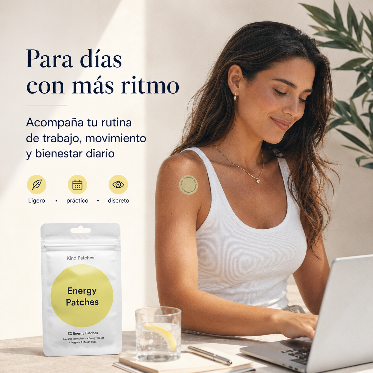 Kind Patches Energy Patches Pack de 2 Envases con Cafeína y Complejo de Vitaminas B – 60 Parches para Energía Diaria y Rutina Activa