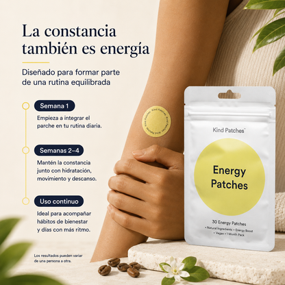 Kind Patches Energy Patches Pack de 2 Envases con Cafeína y Complejo de Vitaminas B – 60 Parches para Energía Diaria y Rutina Activa