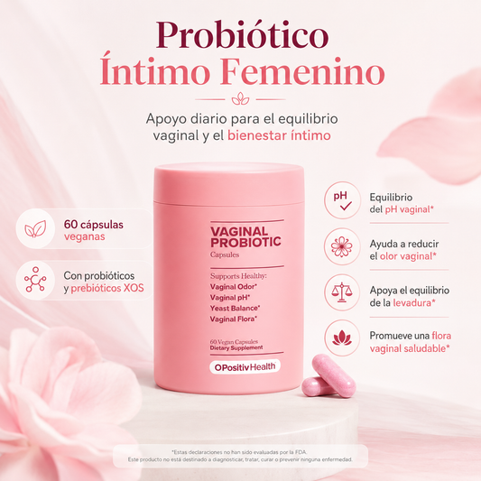 Probiótico Íntimo Femenino 60 Cápsulas Veganas | Probióticos + Prebióticos XOS para pH, Flora Vaginal y Bienestar Íntimo