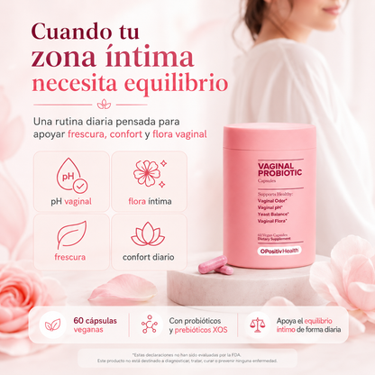 Probiótico Íntimo Femenino 60 Cápsulas Veganas | Probióticos + Prebióticos XOS para pH, Flora Vaginal y Bienestar Íntimo