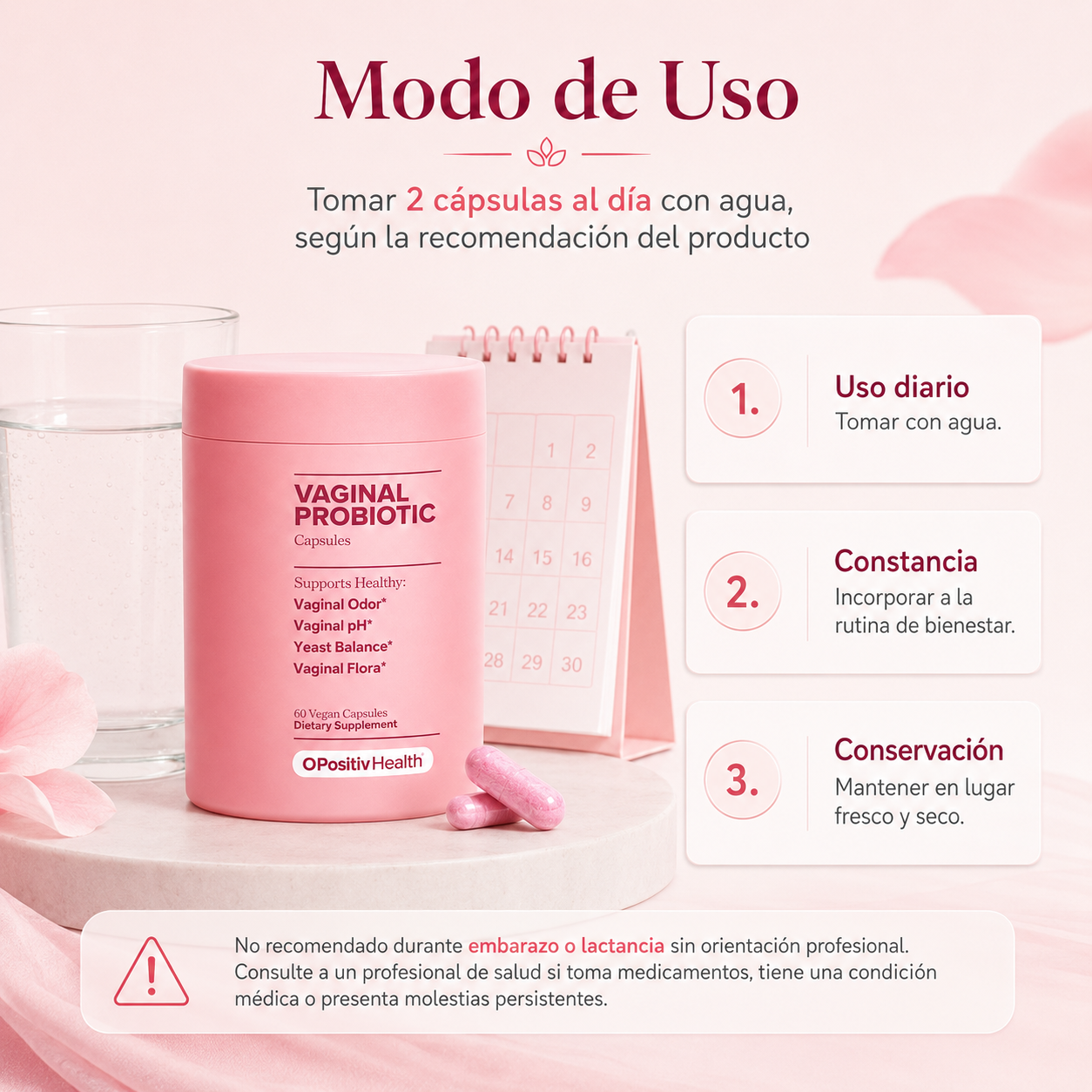 Probiótico Íntimo Femenino 60 Cápsulas Veganas | Probióticos + Prebióticos XOS para pH, Flora Vaginal y Bienestar Íntimo