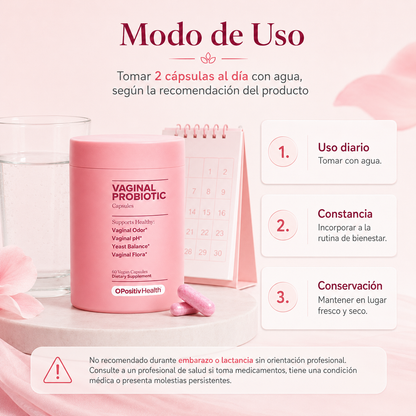 Probiótico Íntimo Femenino 60 Cápsulas Veganas | Probióticos + Prebióticos XOS para pH, Flora Vaginal y Bienestar Íntimo