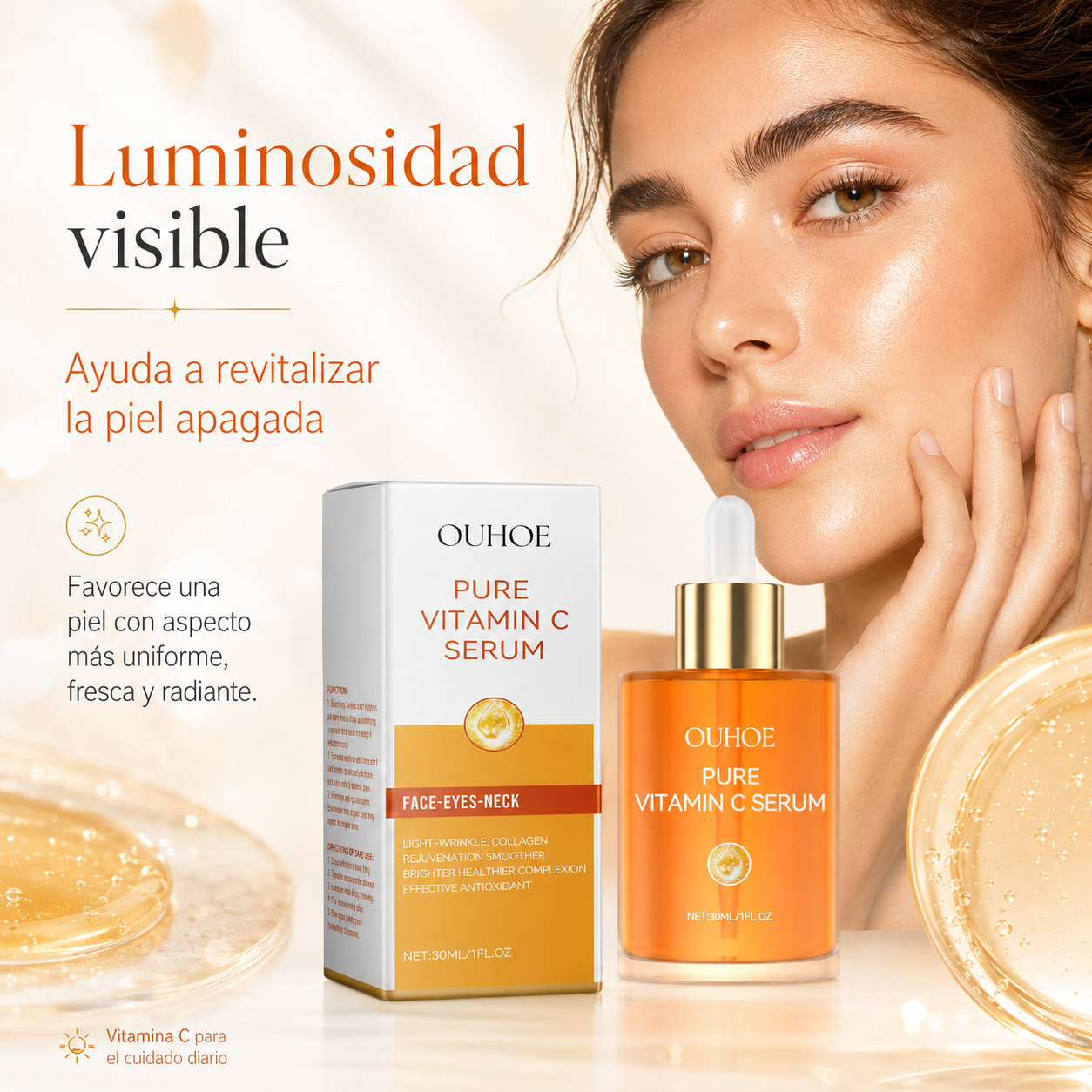 Sérum Facial de Vitamina C Pura con Colágeno OUHOE 30 ml