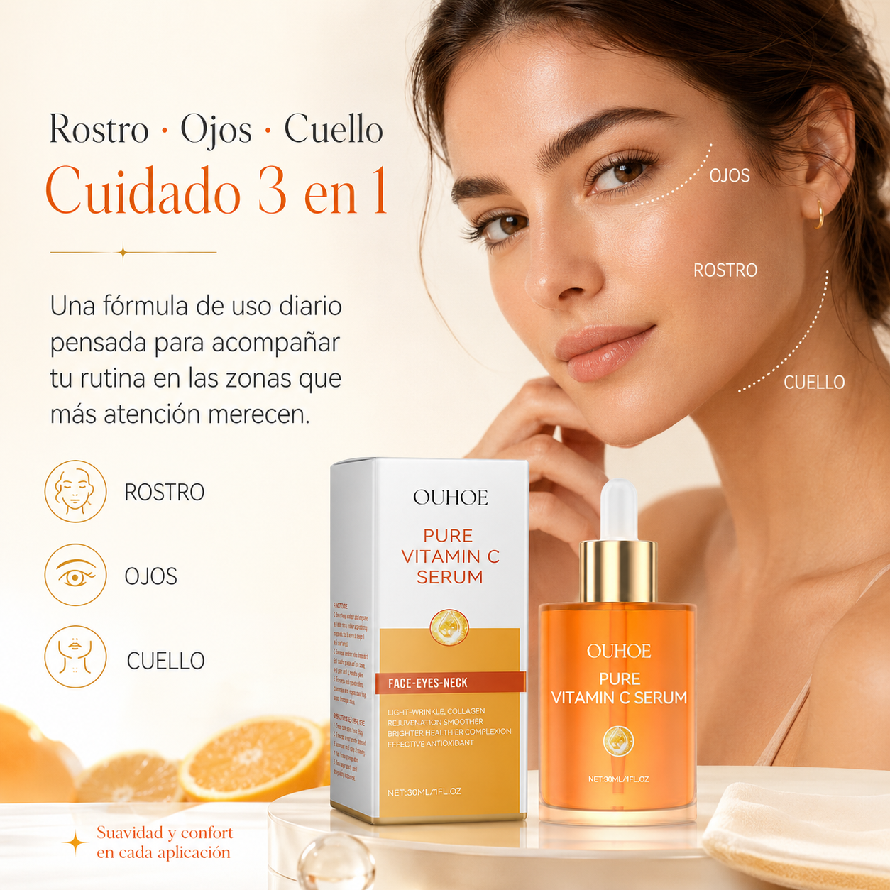 Sérum Facial de Vitamina C Pura con Colágeno OUHOE 30 ml