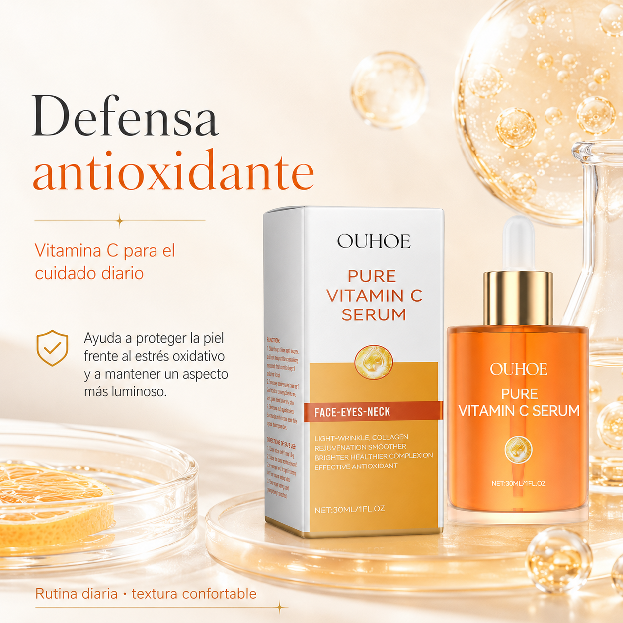 Sérum Facial de Vitamina C Pura con Colágeno OUHOE 30 ml