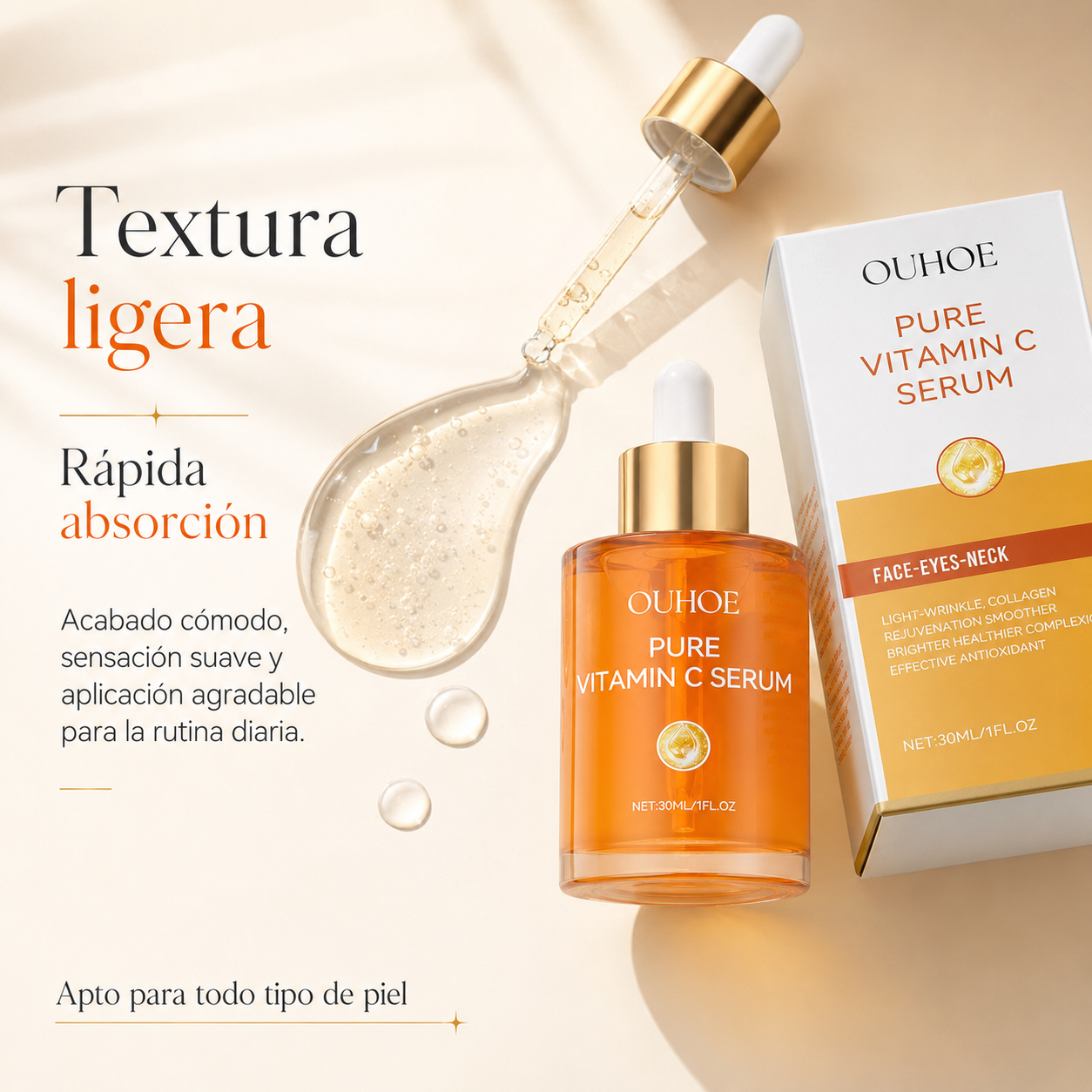 Sérum Facial de Vitamina C Pura con Colágeno OUHOE 30 ml