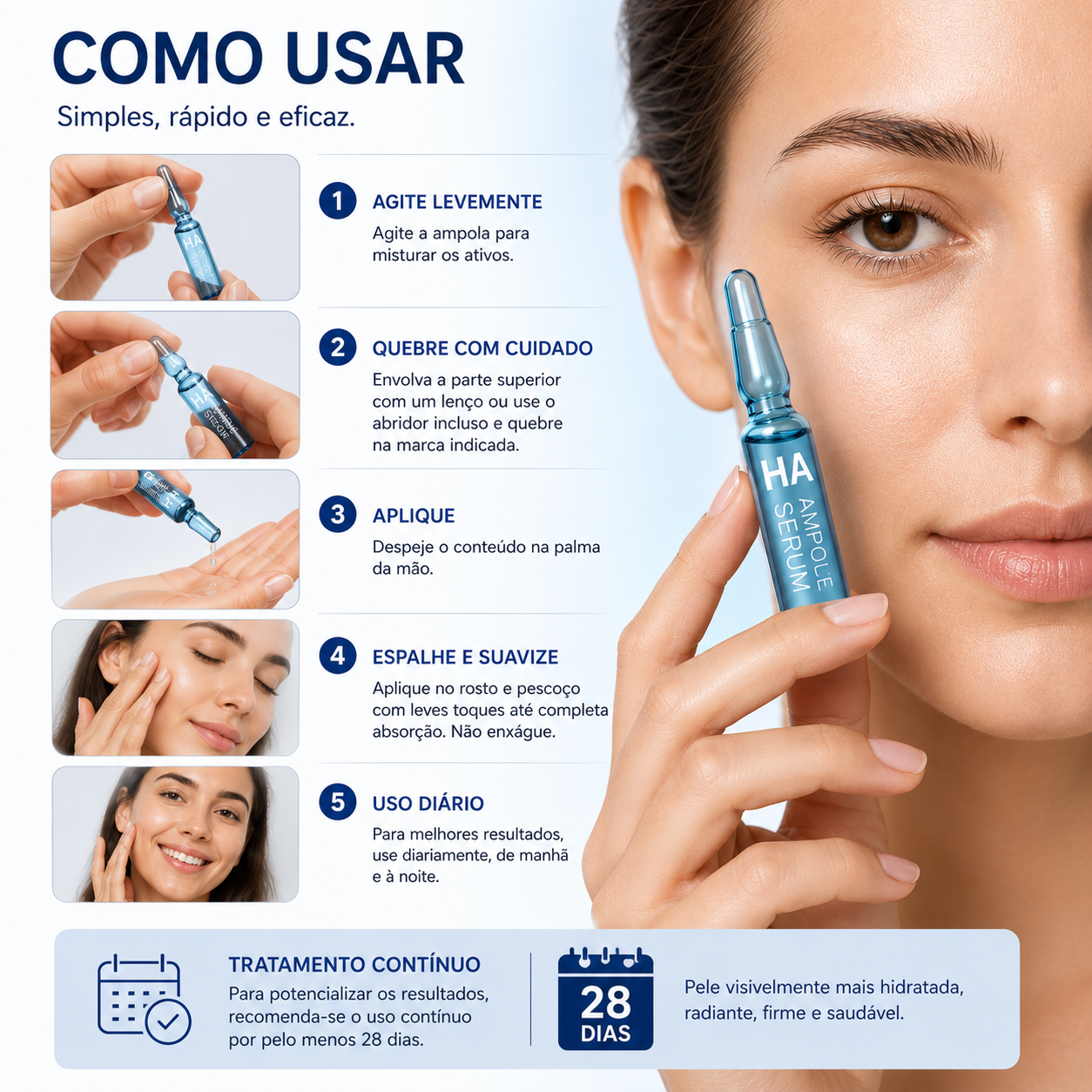 Sérum Facial en Ampollas con Ácido Hialurónico SADOER 7x2ml | Hidratación Intensiva, Piel Suave y Aspecto Luminoso