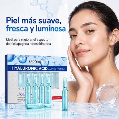 Sérum Facial en Ampollas con Ácido Hialurónico SADOER 7x2ml | Hidratación Intensiva, Piel Suave y Aspecto Luminoso