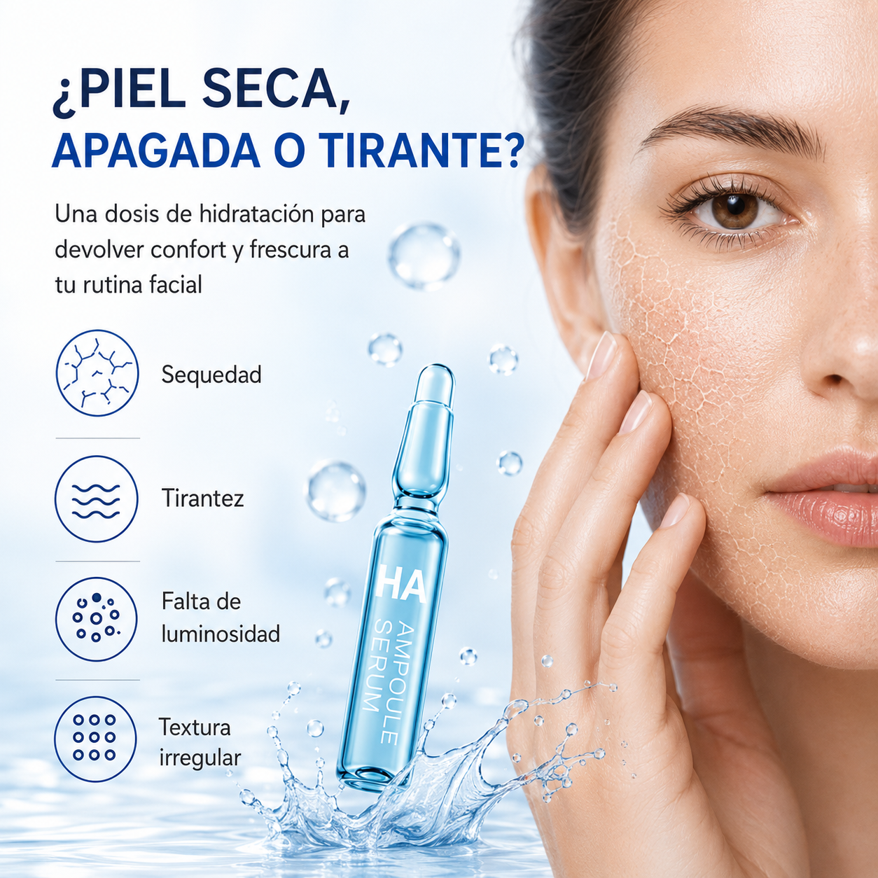 Sérum Facial en Ampollas con Ácido Hialurónico SADOER 7x2ml | Hidratación Intensiva, Piel Suave y Aspecto Luminoso