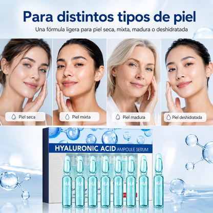 Sérum Facial en Ampollas con Ácido Hialurónico SADOER 7x2ml | Hidratación Intensiva, Piel Suave y Aspecto Luminoso