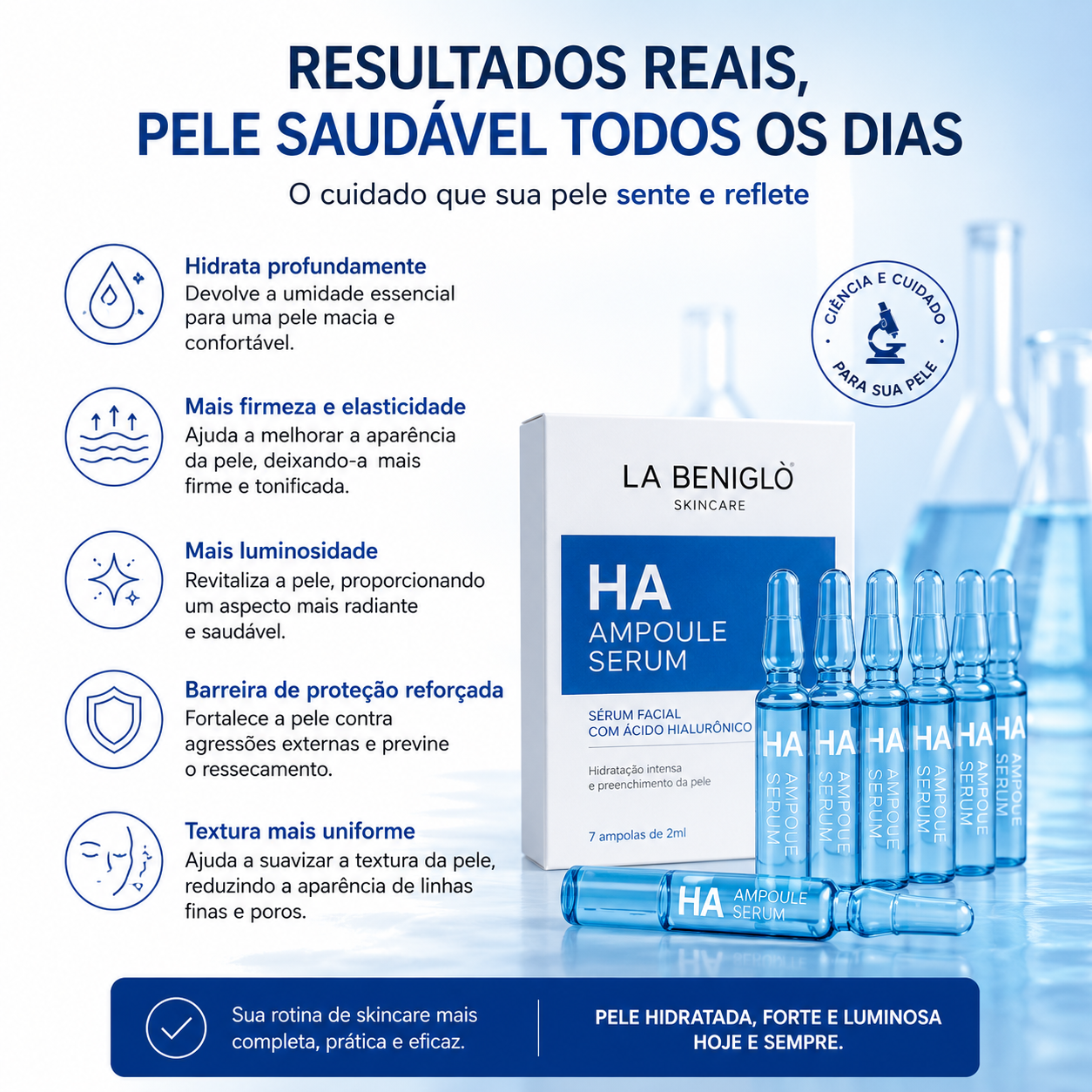 Sérum Facial en Ampollas con Ácido Hialurónico SADOER 7x2ml | Hidratación Intensiva, Piel Suave y Aspecto Luminoso