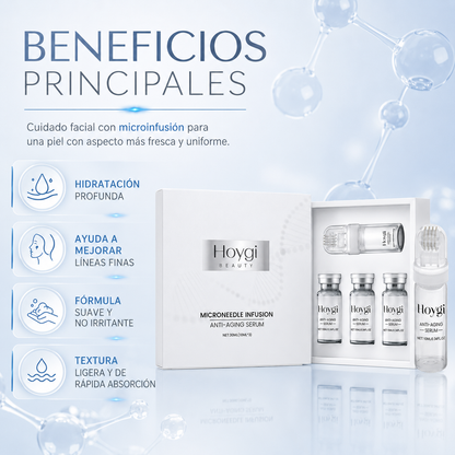 Set de Sérum Antiedad Hoygi Microneedle Infusion - Sistema Facial de Microinfusión Antiedad para Hidratación, Firmeza y Líneas Finas