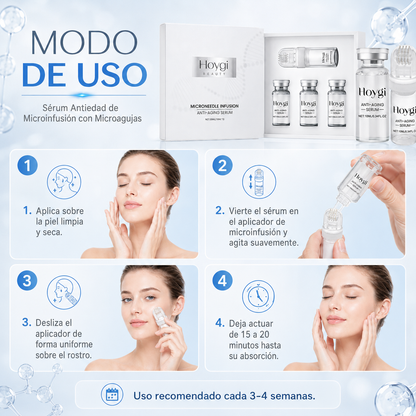 Set de Sérum Antiedad Hoygi Microneedle Infusion - Sistema Facial de Microinfusión Antiedad para Hidratación, Firmeza y Líneas Finas
