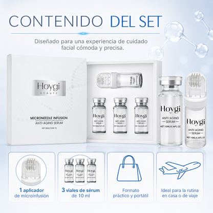 Set de Sérum Antiedad Hoygi Microneedle Infusion - Sistema Facial de Microinfusión Antiedad para Hidratación, Firmeza y Líneas Finas