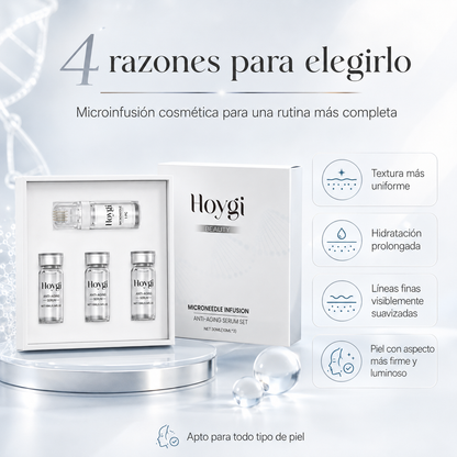 Set de Sérum Antiedad Hoygi Microneedle Infusion - Sistema Facial de Microinfusión Antiedad para Hidratación, Firmeza y Líneas Finas