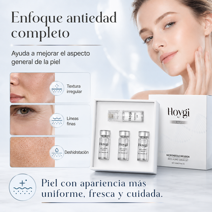Set de Sérum Antiedad Hoygi Microneedle Infusion - Sistema Facial de Microinfusión Antiedad para Hidratación, Firmeza y Líneas Finas