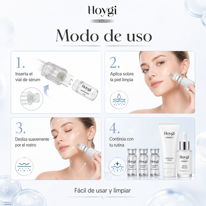 Set de Sérum Antiedad Hoygi Microneedle Infusion - Sistema Facial de Microinfusión Antiedad para Hidratación, Firmeza y Líneas Finas