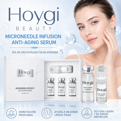Set de Sérum Antiedad Hoygi Microneedle Infusion - Sistema Facial de Microinfusión Antiedad para Hidratación, Firmeza y Líneas Finas