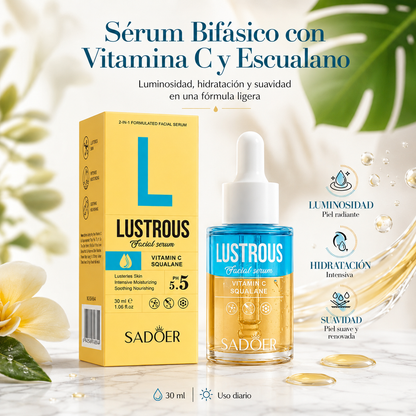 Sérum Bifásico SADOER con Vitamina C y Escualano 30 ml | Luminosidad, Hidratación y Piel Radiante