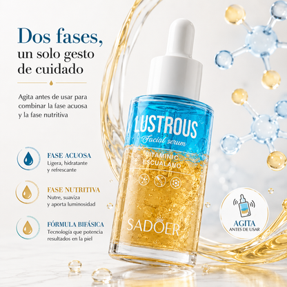 Sérum Bifásico SADOER con Vitamina C y Escualano 30 ml | Luminosidad, Hidratación y Piel Radiante