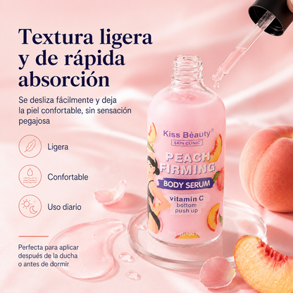 Serum Corporal Reafirmante Kiss Beauty Peach Firming 100 ml | Vitamina C y Durazno para Estrías, Elasticidad y Piel Más Firme