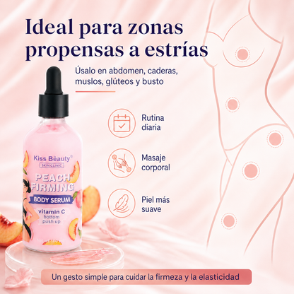 Serum Corporal Reafirmante Kiss Beauty Peach Firming 100 ml | Vitamina C y Durazno para Estrías, Elasticidad y Piel Más Firme