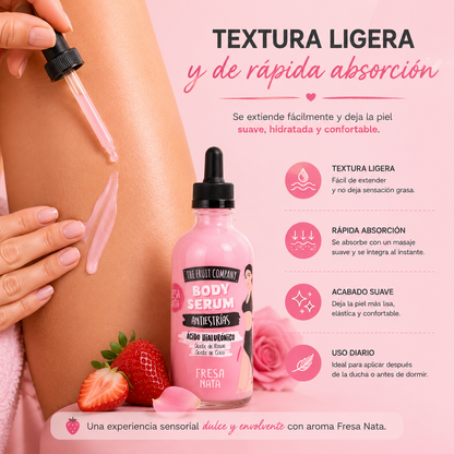 Serum Corporal Antiestrías Fresa Nata 120 ml | Ácido Hialurónico, Rosa y Coco