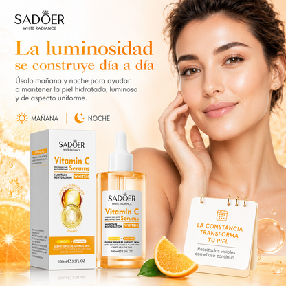 Sérum Facial SADOER con Vitamina C 100 ml | Luminosidad, Hidratación y Tono Uniforme