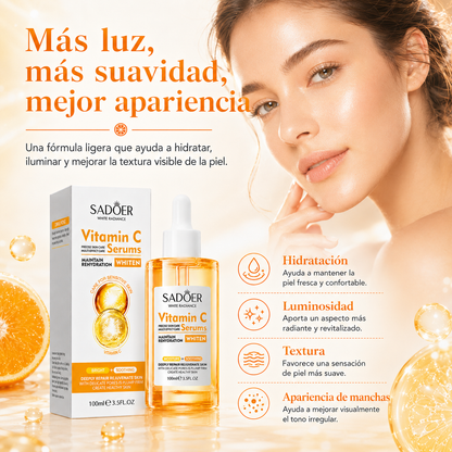 Sérum Facial SADOER con Vitamina C 100 ml | Luminosidad, Hidratación y Tono Uniforme