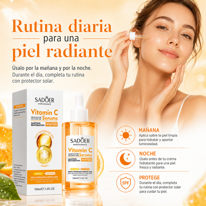 Sérum Facial SADOER con Vitamina C 100 ml | Luminosidad, Hidratación y Tono Uniforme