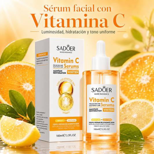 Sérum Facial SADOER con Vitamina C 100 ml | Luminosidad, Hidratación y Tono Uniforme