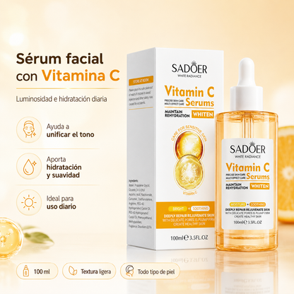 Sérum Facial SADOER con Vitamina C 100 ml | Luminosidad, Hidratación y Tono Uniforme