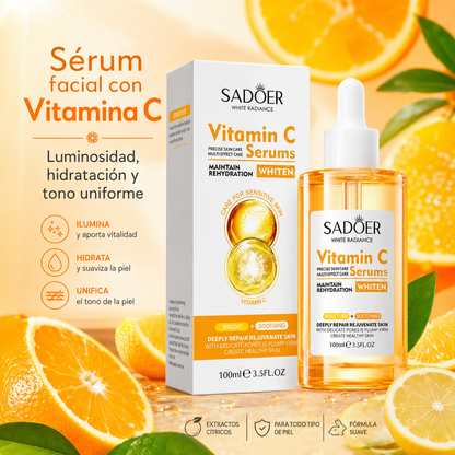 Sérum Facial SADOER con Vitamina C 100 ml | Luminosidad, Hidratación y Tono Uniforme