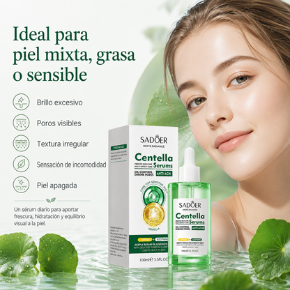 SADOER Sérum de Centella Asiática 100 ml con Vitamina B5, Ácido Hialurónico y Alantoína – Hidratación, Calma, Poros Visibles y Barrera Cutánea
