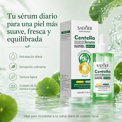 SADOER Sérum de Centella Asiática 100 ml con Vitamina B5, Ácido Hialurónico y Alantoína – Hidratación, Calma, Poros Visibles y Barrera Cutánea