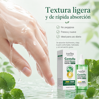SADOER Sérum de Centella Asiática 100 ml con Vitamina B5, Ácido Hialurónico y Alantoína – Hidratación, Calma, Poros Visibles y Barrera Cutánea